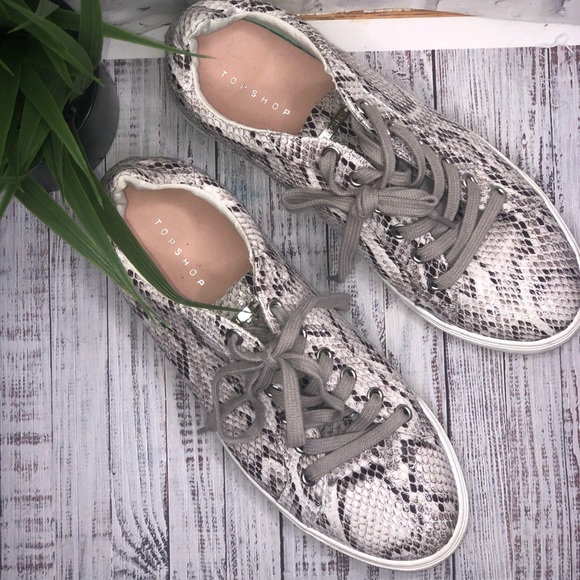 Topshop Shoes - Top shop snake skin print sneakers. Size 8.5
